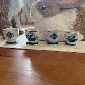 Delft egg cups set of four windmill
